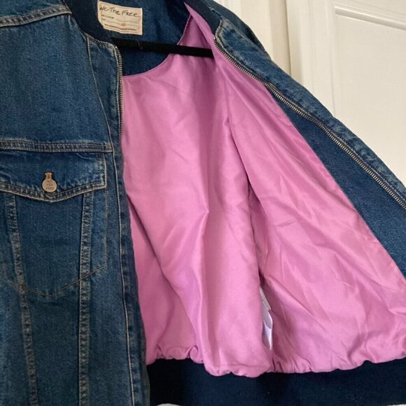 NWT We The Free Denim Stadium Jacket Bomber Indigo Blue - Picture 8 of 9